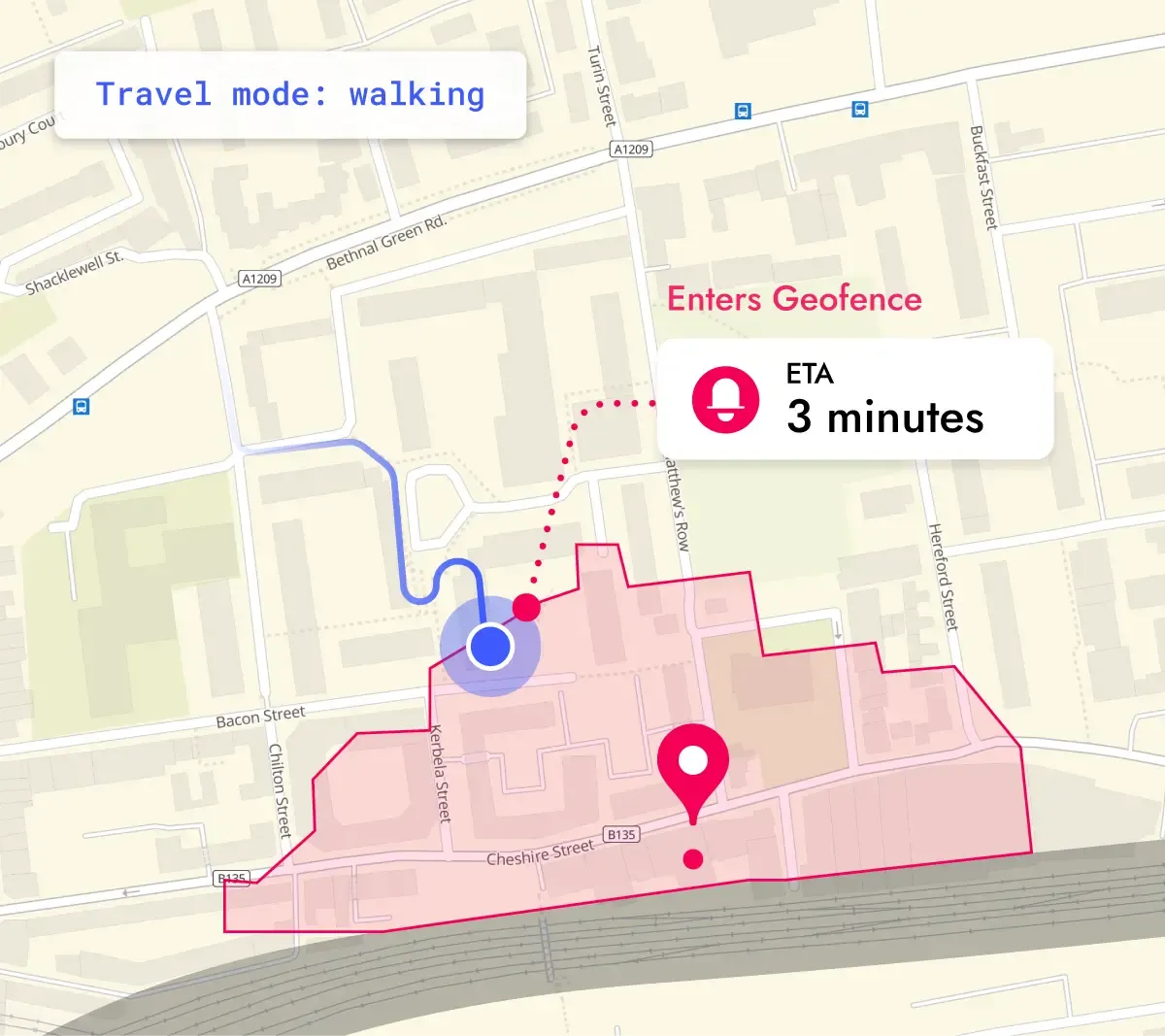 Woosmap Geofencing SDK automatically generates and monitors Geofences and Zones of Interest