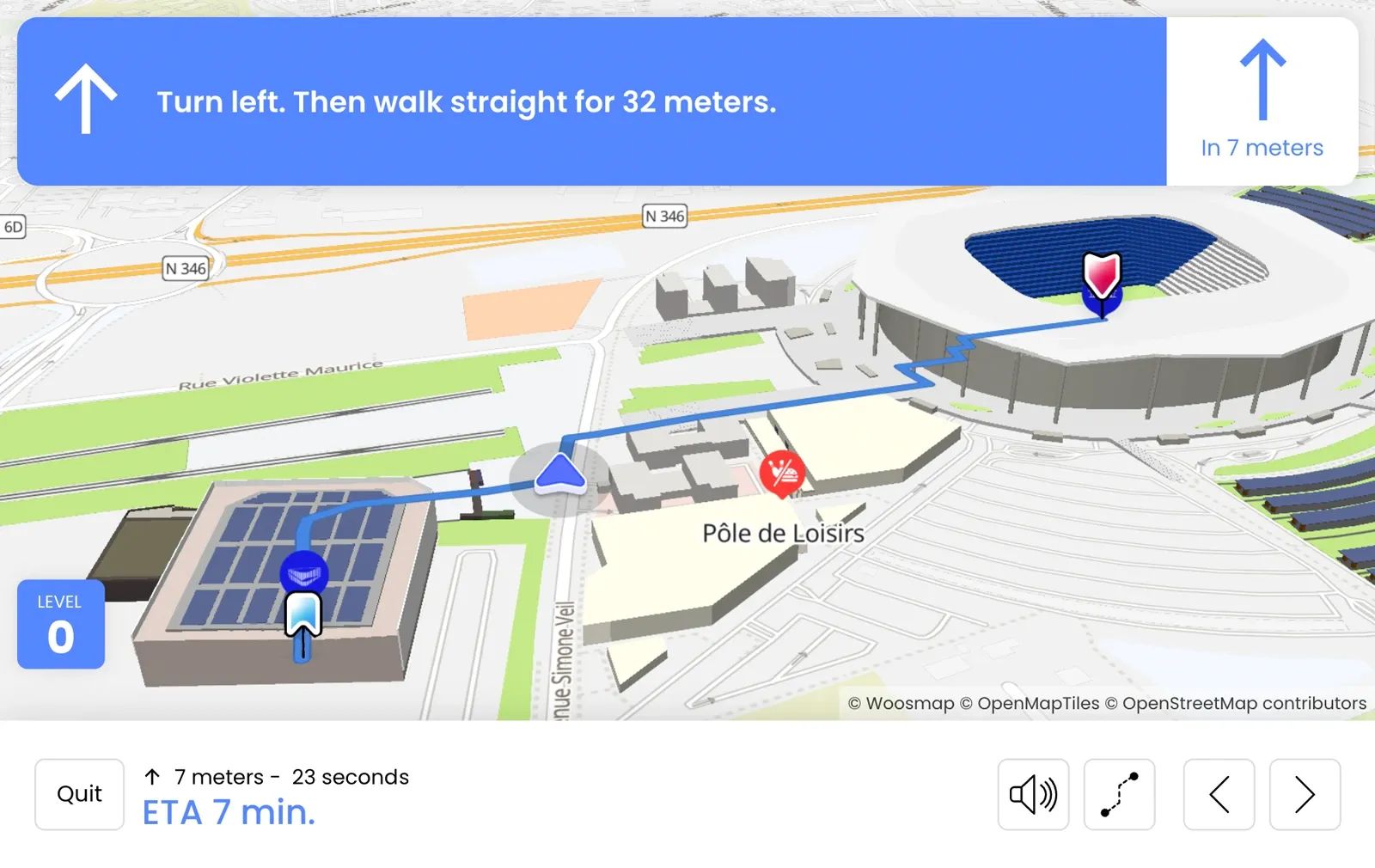 Guide visitors with an indoor navigation supporting a high precision positioning system