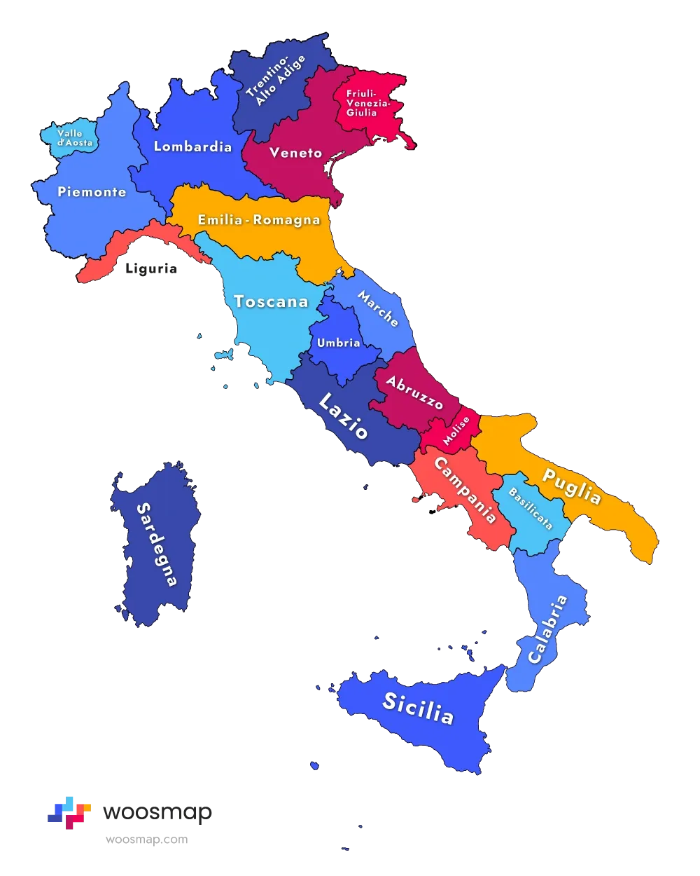 The 20 diverse regions of Italy